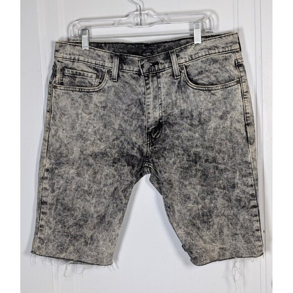 Levi's 511 Slim Stretch Fit Jean Shorts Men's Size 34 Gray Black Acid Wash Denim - Picture 1 of 4